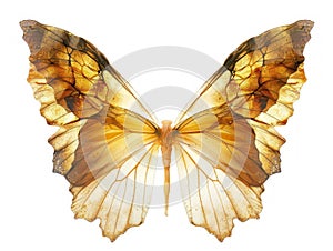a pair of translucent golden luxury wings isolated on white background,for photo shots or maternity shots ,
