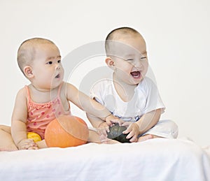 A pair of twinborn babies photo