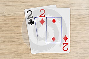 Pair of twos 2 - casino playing poker cards