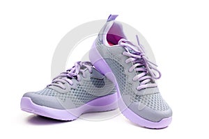 Unbranded purple running shoes on a white background photo