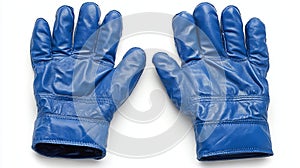 Pair of Vibrant Blue Leather Gloves on a White Background