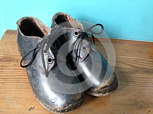 A pair of vintage clogs, child`s shoes, northern England