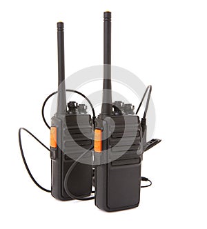 Pair of Walkie Talkie 2 way radios with headsets