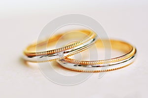 A Pair of Wedding Rings with background blurred