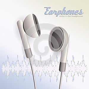 Pair of white earphones