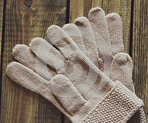 Pair of white gloves.