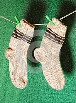 Pair of white wool socks