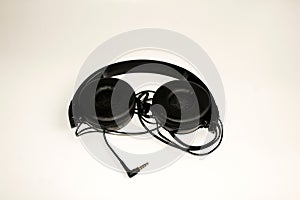 Wired headphones on white
