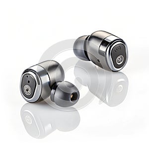 Wireless earbuds isolated on white background