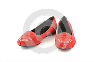 pair of women red shoes isolated