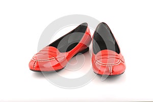 pair of women red shoes isolated