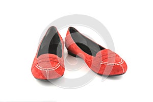 pair of women red shoes isolated