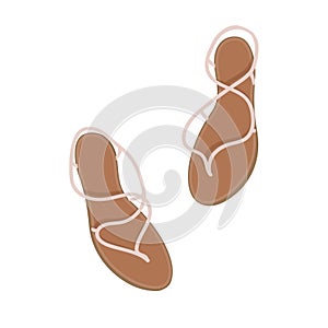 Pair of women`s brown sandals