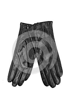 Pair of women`s leather gloves. Isolate