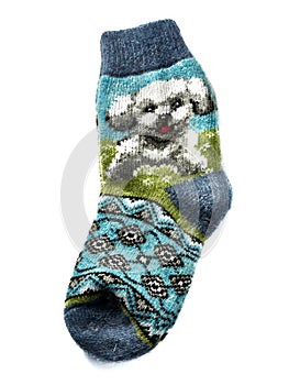 A pair of wool socks on a white background