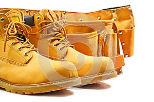 Pair of working boots and tool belt