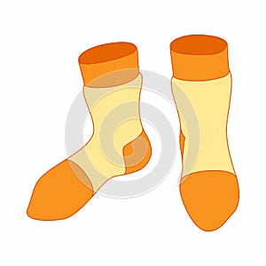 Pair of yellow socks icon, cartoon style