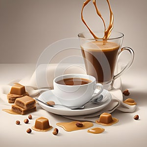 A pairing of hazelnut syrup and caramel, enriching the espresso