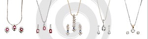 Pairs of five diamond necklace with earrings.