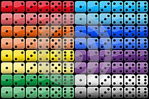 Colourful dice set, vector file available
