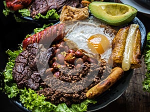 Paisa tray, traditional colombian food photo