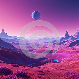Paisaje Extraterrestre Rosa para Fondos Ãnicos photo