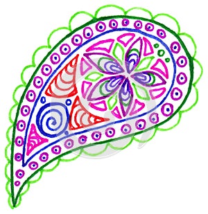 Paisley buta doodle colorful single isolated vector