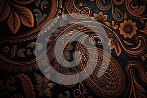 Paisley close up shot. dark background.