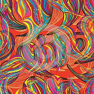 Paisley colorful line seamless pattern