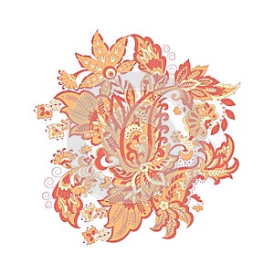 Paisley Damask ornament. Isolated Vector illustration.