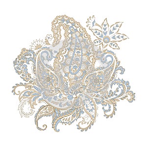 Paisley Damask ornament. Isolated Vector illustration.