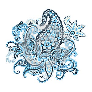 Paisley Damask ornament. Isolated Vector illustration.