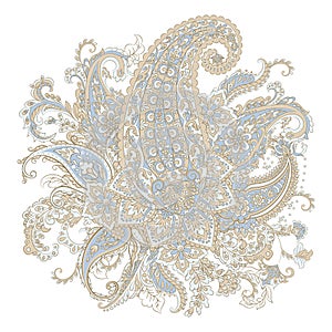 Paisley Damask ornament. Isolated Vector illustration.