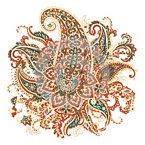 Paisley Damask ornament. Isolated Vector illustration.