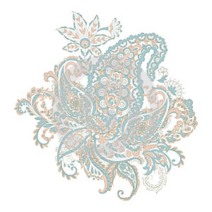 Paisley Damask ornament. Isolated Vector illustration.