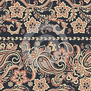 Paisley Damask ornament. Seamless vector pattern.