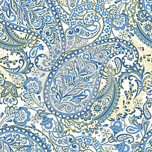 Paisley Damask seamless pattern. Floral vector background.