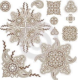Paisley design elements set