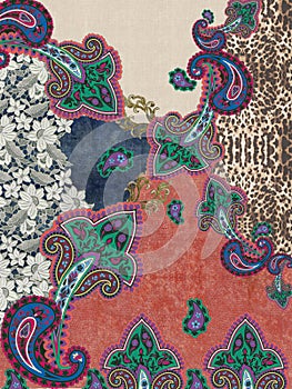 Paisley embroidery colors texture design