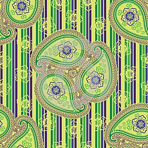 Paisley fabric seamless vector pattern. Orient orn photo