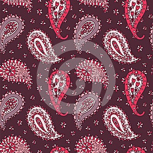 Paisley floral pattern, oriental floral seamless background