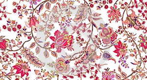 Paisley Floral Pattern. Seamless Ornamental fabric patterns. colorful background