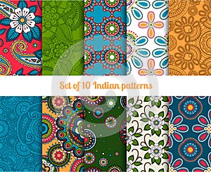 Paisley and flower indian seamless patterns