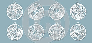 Paisley in the form of pendants. Laser cutting. Craft paper for decoration. Plotter, screen printing photo