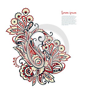 Paisley isolated pattern. Vintageillustration in batik style.