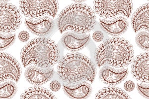 Paisley ornament seamless pattern outline