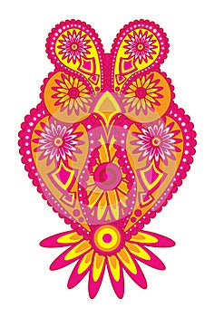 Paisley Pattern Owl Color vector Illustration