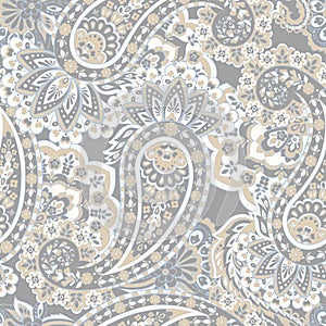 Paisley seamless floral pattern. Indian vintage background.
