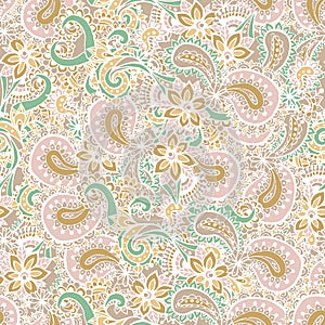 Paisley seamless pattern. Paisley flowers pattern. Hand drawn paisley. Henna mehndi pattern. Henna paisley patter