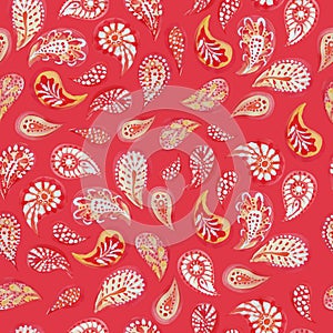 Paisley. Seamless pattern.Red coulor.